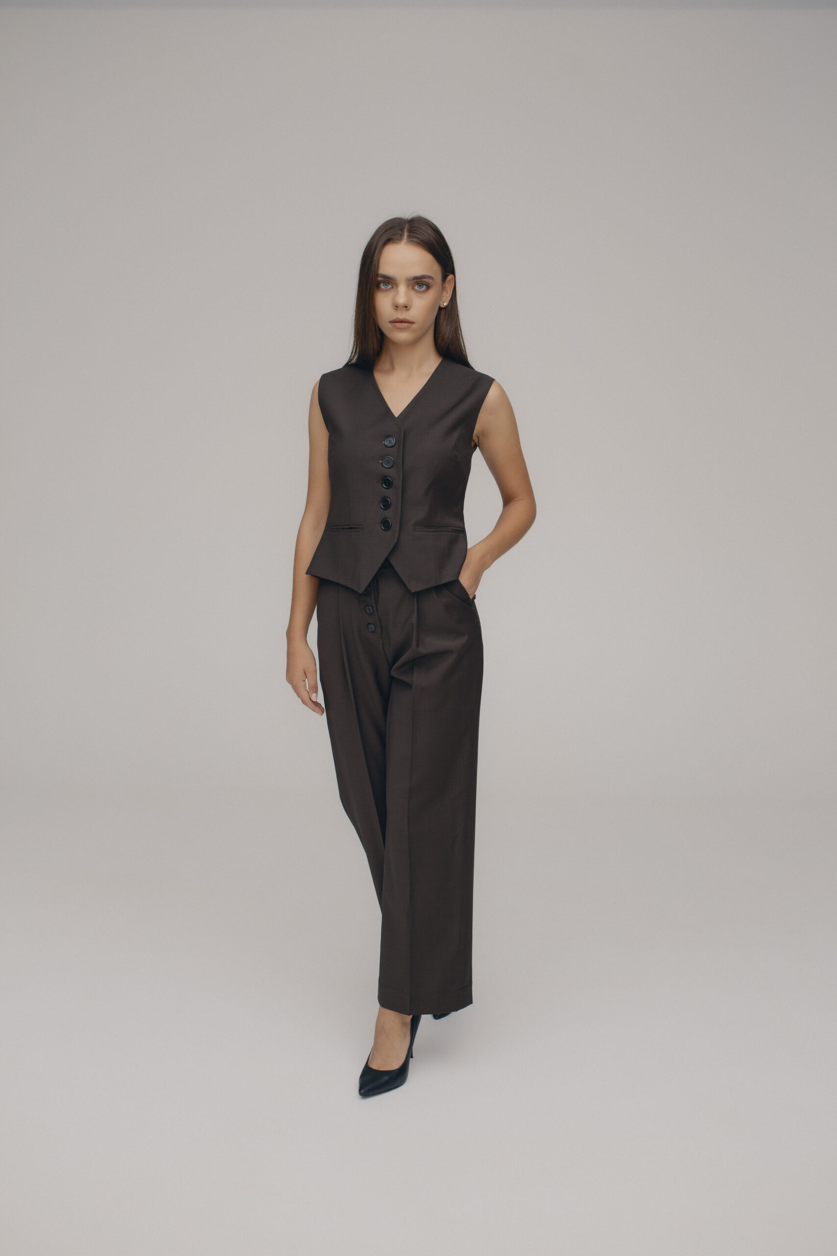 Button Brown Trousers - Image 2